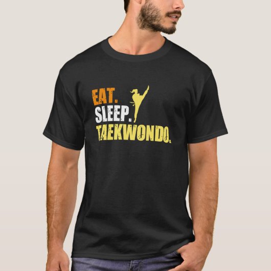 スリープテ食べイコンドーボクシングスポーツ男性の女性 Tシャツ (正面)
