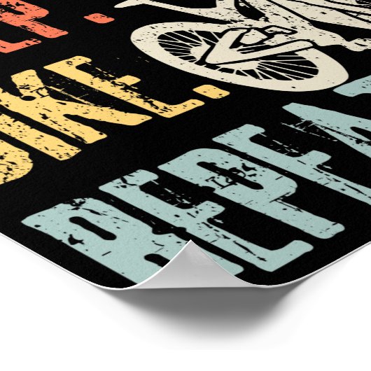 スリープバイク食べサイクリープレトロバイクマウンテンバイクもしくは自転車に乗る人 ポスター (角)