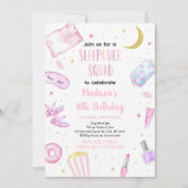スリープバースクワッドピンクトゥイーンガール誕生日 招待状 (正面)