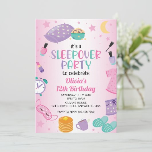 スリープバースランバーパーティーピンクパープルトゥイーン 招待状 (スタンド正面)
