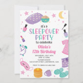 スリープバースランバーパーティーピンクパープルトゥイーン 招待状 (正面)