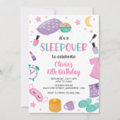 スリープバースランバーパーティーピンクパープルトゥイーン 招待状 (正面)