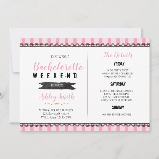 スリープバーテーマバチェロレッテの旅程の招待 招待状 (正面)