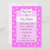 スリープバーパーティの招待状キュートピンクベッド 招待状 (正面)