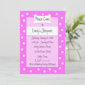 スリープバーパーティの招待状キュートピンクベッド 招待状 (スタンド正面)