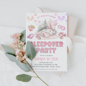 スリープバーパーティースランバーパーティーピンクガール誕生日 招待状