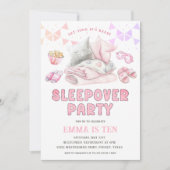 スリープバーパーティースランバーパーティーピンクガール誕生日 招待状 (正面)