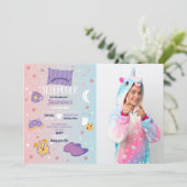 スリープバーパーティー誕生日スランバーキュートな女の子の写真 招待状 (スタンド正面)