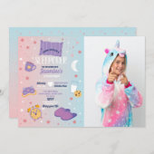スリープバーパーティー誕生日スランバーキュートな女の子の写真 招待状 (正面/裏面)
