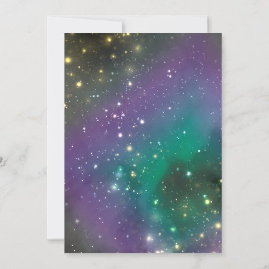 スリープバーパーティー銀河系ブルーパープルスターズ誕生日 招待状 (裏面)