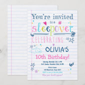 スリープバー招待状スランバーパーティーパジャマスガール 招待状 (正面/裏面)