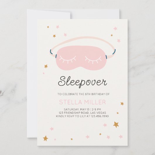 スリープバー誕生日パーティーの招待 招待状 (正面)
