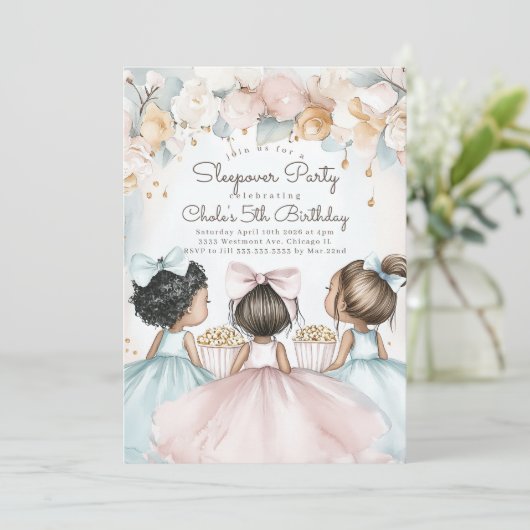 スリープバー誕生日パーティームービー夜ガールバースデー 招待状 (スタンド正面)