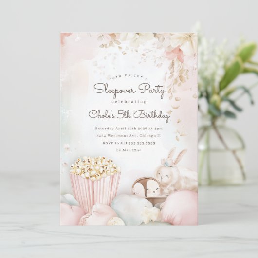 スリープバー誕生日パーティームービー夜ガールバースデー 招待状 (スタンド正面)