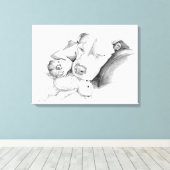 スリープピットブルスケッチ キャンバスプリント (インサイチュ (ウッドフロア))