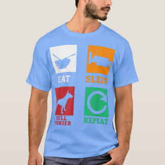 スリープブル食べテリア反復テリア犬ブルター Tシャツ