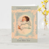 スリープベビーガーディアンエンジェルブルーピーチ カード (黄色い花)