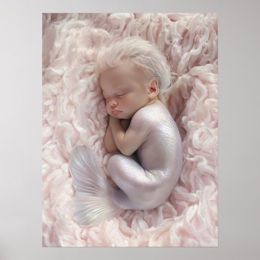 スリープベビーマーメイド子供部屋アート ポスター (正面)