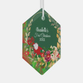 スリープベビー第1回クリスマスグリーンフローラリース ガラスオーナメント (正面右)