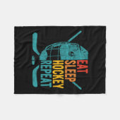 スリープホッケー食べリピートおもしろいアイスホッケー フリースブランケット (正面(横))