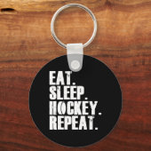 スリープホッケー食べリピートギフトシャツメンズ キーホルダー (正面)