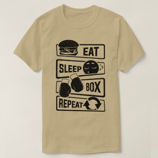 スリープボ食べックス繰り返しボクシングボクサーアッパーカットジャブ Tシャツ (デザイン正面)