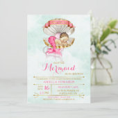 スリープマーメイドベビークラムシェルティアラ金ゴールド&ピンク 招待状 (スタンド正面)