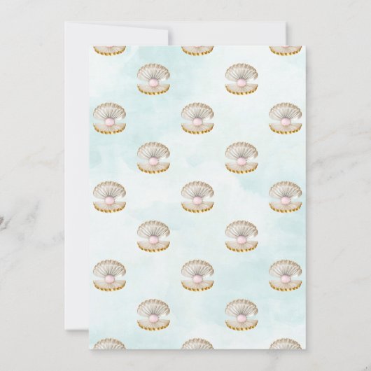 スリープマーメイドベビークラムシェルティアラ金ゴールド&ピンク 招待状 (裏面)