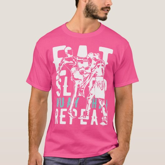 スリープムイ食べタイリプレートムエタイ Tシャツ (正面)