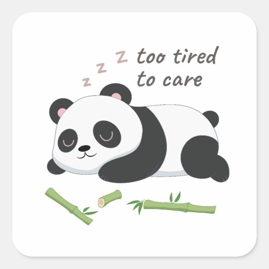 スリープモードパンダ – かわいい怠け者ベアアート スクエアシール (正面)