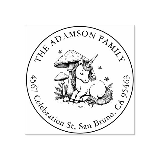 スリープ中のベビーユニコーンToadstool Name Address ラバースタンプ (インプリント)