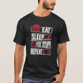 スリープ修食べ正物繰り返し車テクニシャン自動Mec Tシャツ (正面)