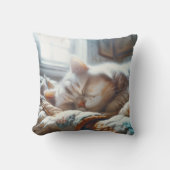 スリープ子猫オンオールドキルト クッション (正面)