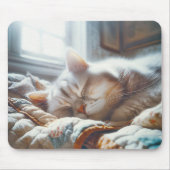 スリープ子猫オンオールドキルト マウスパッド (正面)