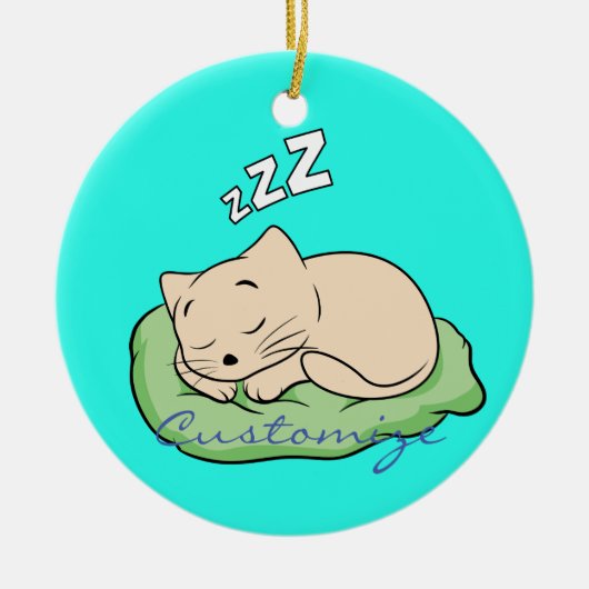 スリープ子猫サンダー_コーブ セラミックオーナメント (正面)