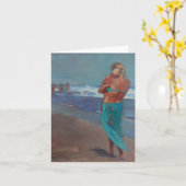 'スリープ歩く'-ビーチ上の母歩くベビー カード (黄色い花)