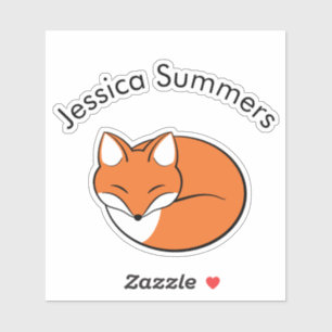 スリープ状態の漫画キツネカスタムメッセージ シール