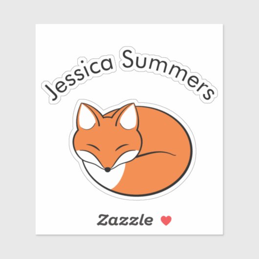 スリープ状態の漫画キツネカスタムメッセージ シール (シート)