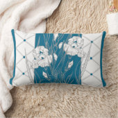 スリープ簡単アイリスティール(緑がかった色)グレーホワイト ランバークッション (ブランケット)