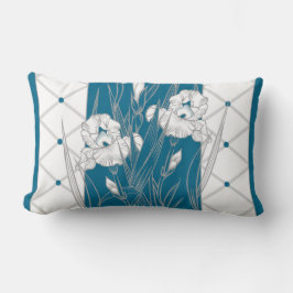 スリープ簡単アイリスティール（緑がかった色）グレーホワイト ランバークッション