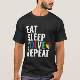 スリープ解食べ決の繰り返しキュビングパズルキューブ Tシャツ