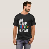 スリープ解食べ決の繰り返しキュビングパズルキューブ Tシャツ (正面フル)