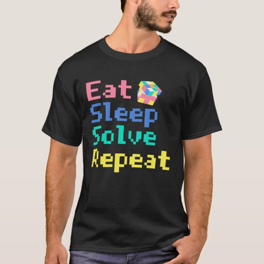 スリープ解食べ決Solve Repeat Solve Cubeパズルおもしろい4 Tシャツ (正面)