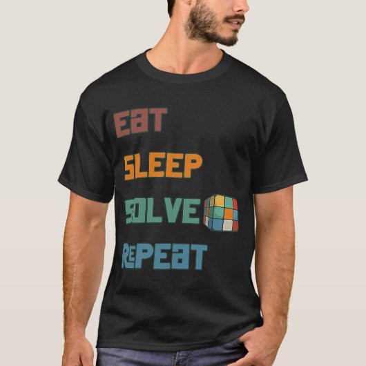 スリープ解食べ決Solve Repeat Solve Cubeパズルおもしろい7 Tシャツ (正面)