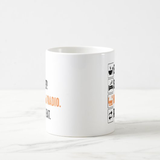 スリープ食べアアマチュアHAMラジオ コーヒーマグカップ (中央)