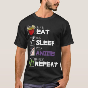 スリープ食べアニメリピートかわいいオタクマンガジャパンFa Tシャツ