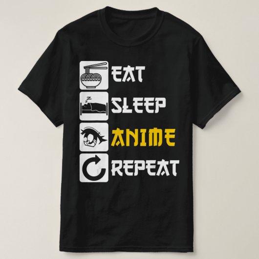 スリープ食べアニリピートマンガ日本ことわざコスプレ Tシャツ (デザイン正面)