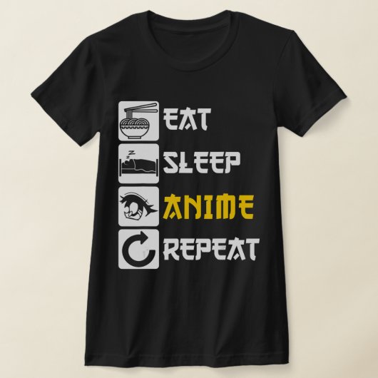 スリープ食べアニリピートマンガ日本ことわざコスプレ Tシャツ (レイダウン)