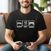 スリープ食べアンドゲームガおもしろいーマー Tシャツ