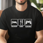 スリープ食べアンドゲームガおもしろいーマー Tシャツ